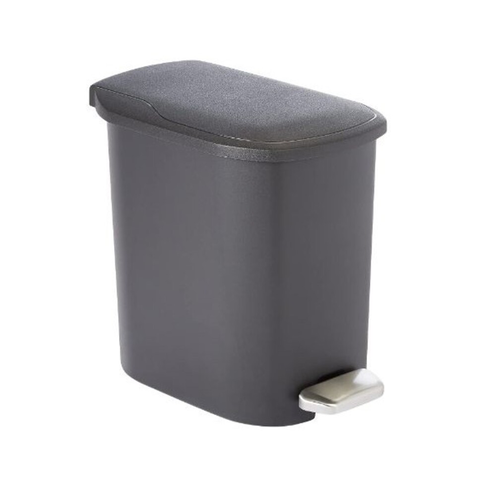 Compact Bathroom Plastic Rectangular Trash Can with Steel Pedal St